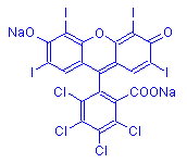 Chemical structure of Rose Bengal